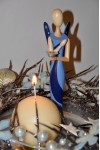 Sternkopf-Engel Blue Desire, stehend, mit Kerzenhalter